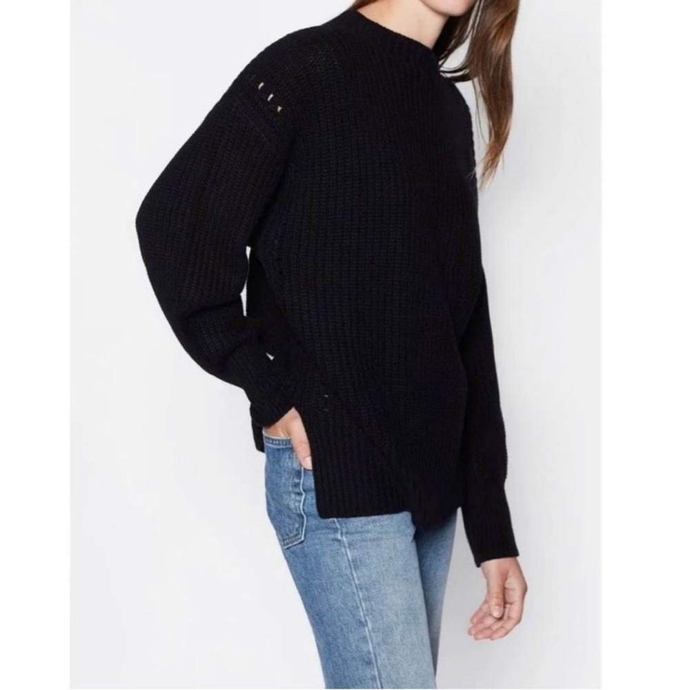 Equipment Black Femme Bay Wool Cashmere Rib Knit Sweater Size XL